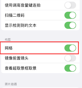 天安乡苹果手机维修网点分享iPhone如何开启九宫格构图功能