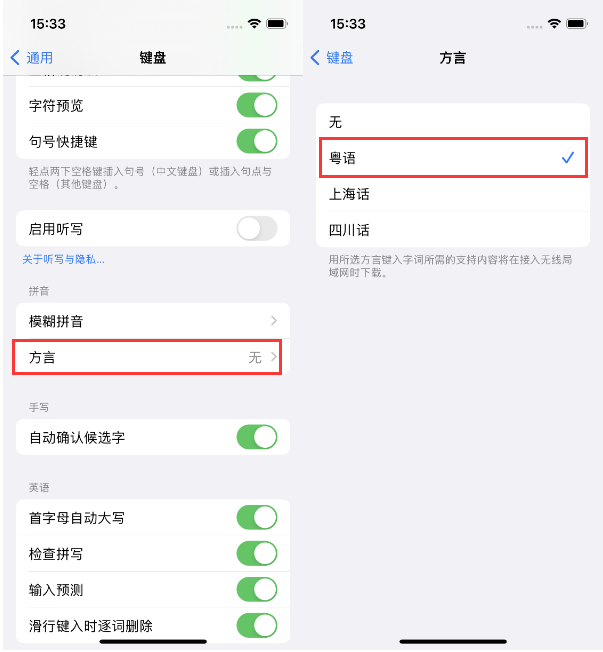 天安乡苹果14服务点分享iPhone 14plus设置键盘粤语方言的方法 